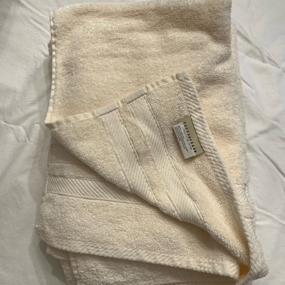 Pottery Barn Plush Terry Cream Hand Towels, NWOT